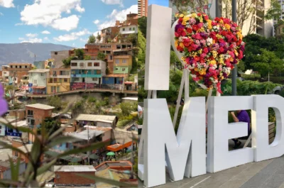 Foreign student enjoying the Medellín Flower Fair while learning Spanish with Elefun